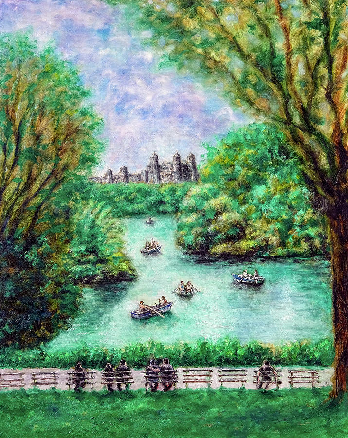The Lake In Central Park Painting by Chandle Lee