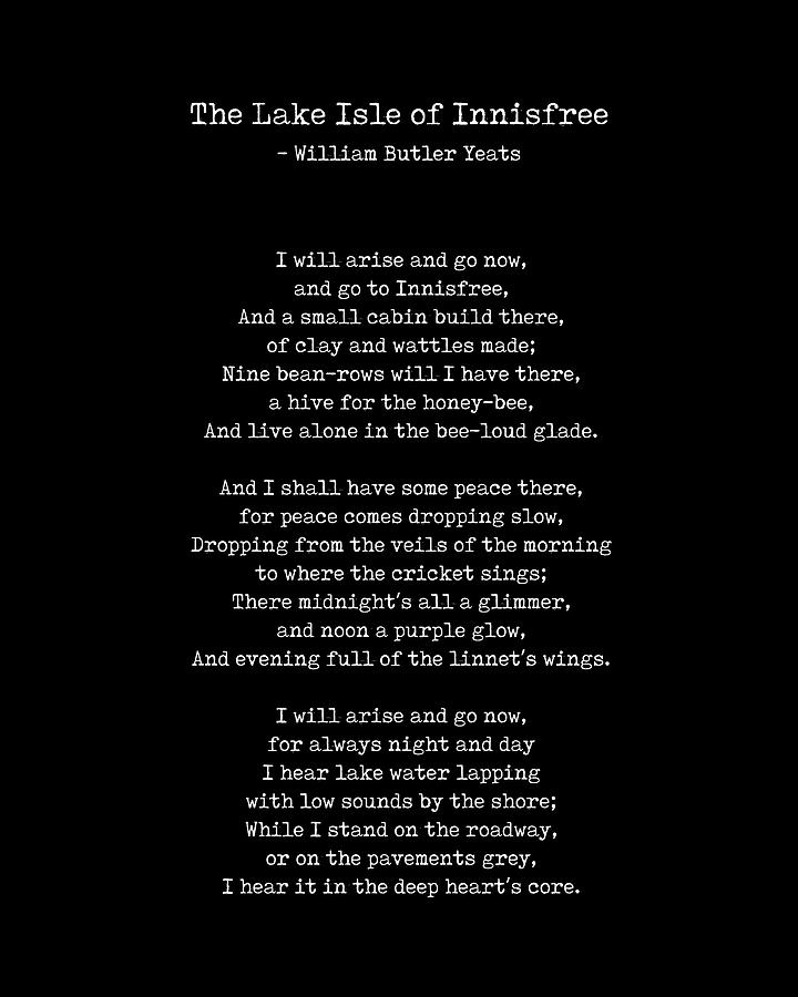 The Lake Isle of Innisfree - William Butler Yeats - Typewriter Print 2 - Literature - Black Digital Art by Studio Grafiikka