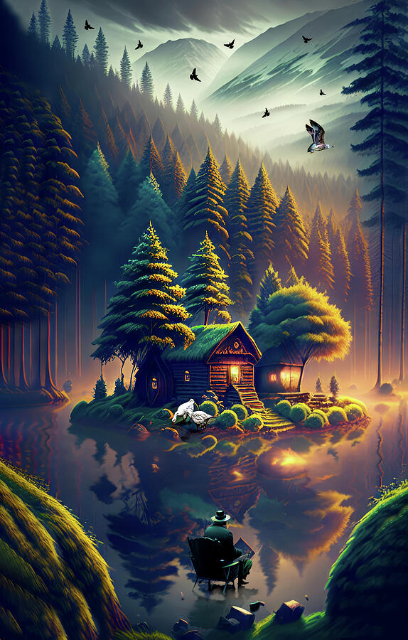 The Lake wood House Mixed Media by Soraya DApuzzo The Lake wood House Mixed Media by Soraya DApuzzo