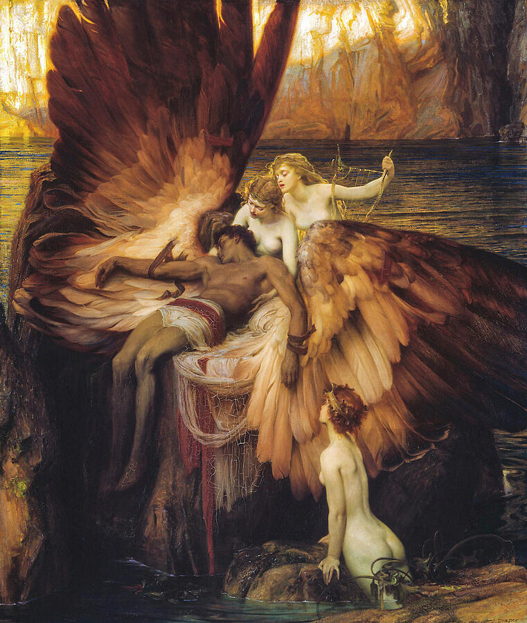 Fantasy Painting - The Lament for Icarus by Herbert James Draper 1898 by Herbert james Draper
