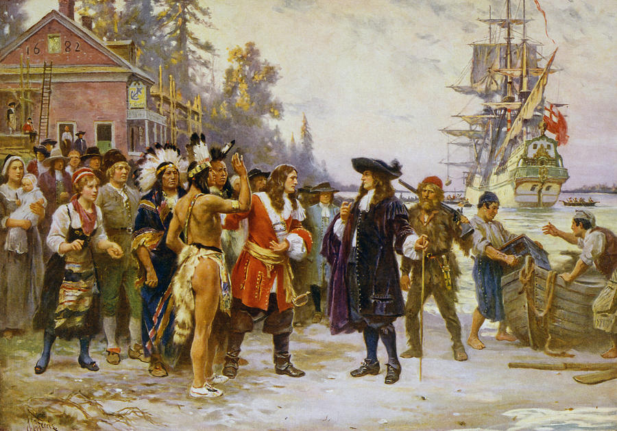 The Landing Of William Penn - Jean Leon Gerome Ferris Painting by War Is Hell Store