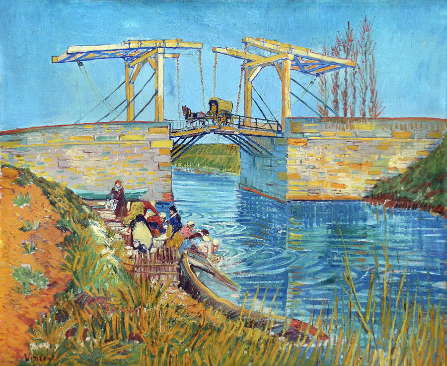 Vincent Van Gogh Painting - The Langlois Bridge at Arles with Women Washing  by Vincent van Gogh