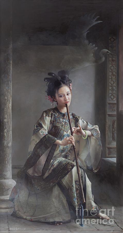 The Language of Cranes Painting by Mingyue Wang The Language of Cranes Painting by Mingyue Wang