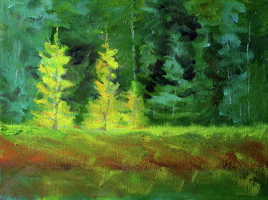 The Larch Trees Painting by Nancy Merkle