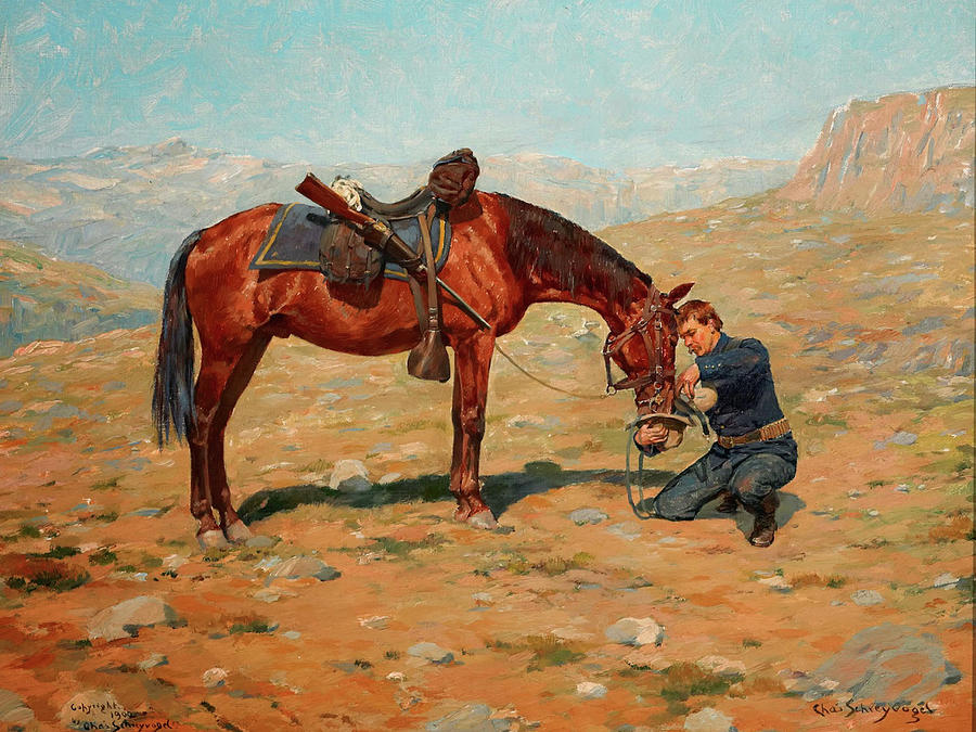 The Last Drop Painting by Charles Schreyvogel