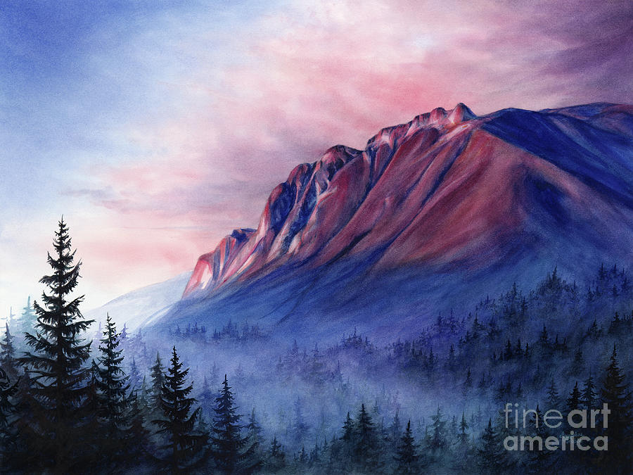 Sunset Painting - The Last Light on Mount Si by Jacqueline Tribble