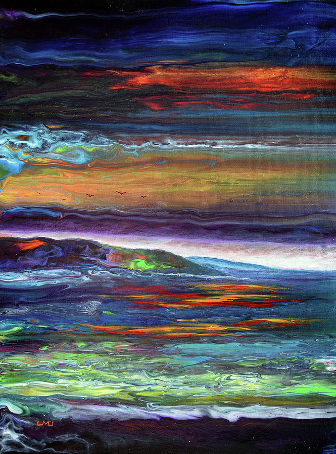 The Last Light Over a Rainbow Sea Painting by Laura Iverson
