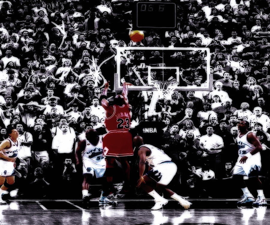 Michael Jordan Mixed Media - The Last Shot 23a by Brian Reaves