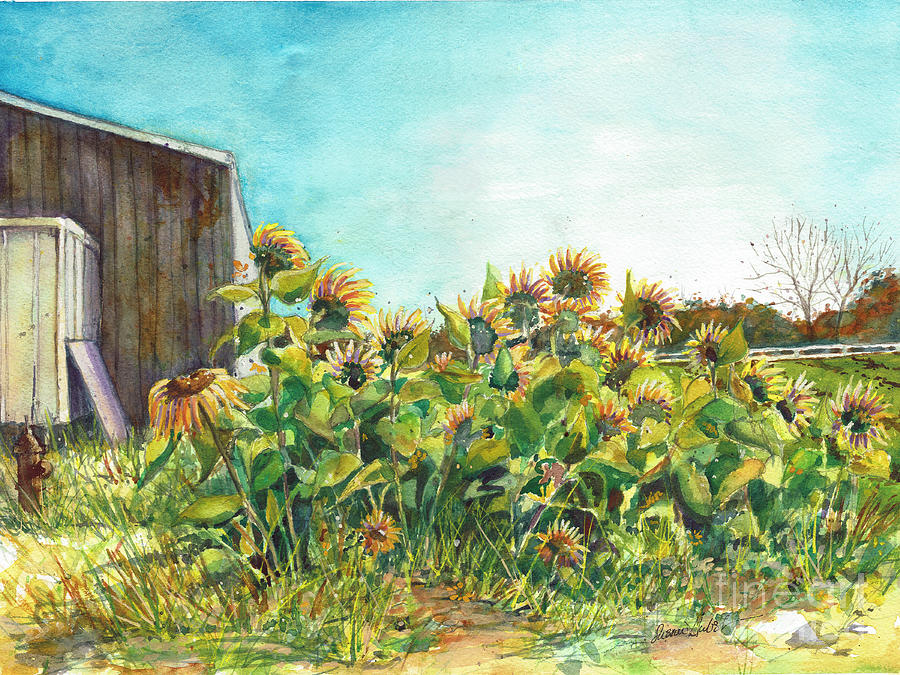 The Last Sunflowers Painting by Susan Herbst