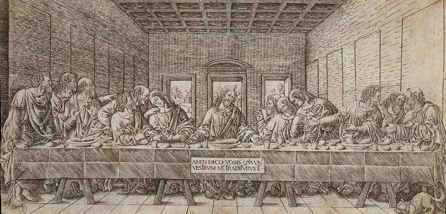 Leonardo Painting - The Last Supper  with a Spaniel  by Leonardo da Vinci  Giovanni Pietro Birago