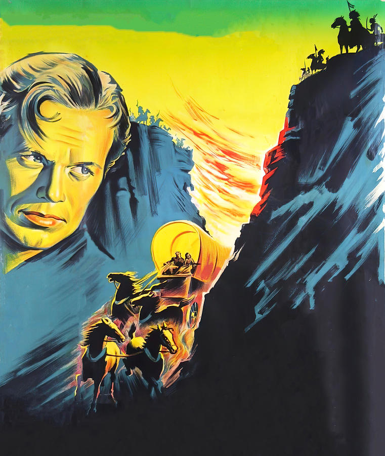 Vintage Painting - The Last Wagon, 1956, movie poster painting by Boris Grinsson by Movie World Posters