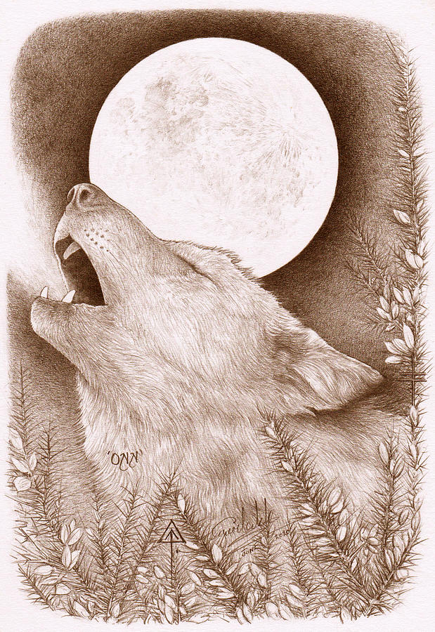 The Last Wolf Howling at the Moon Drawing by Yuri Leitch