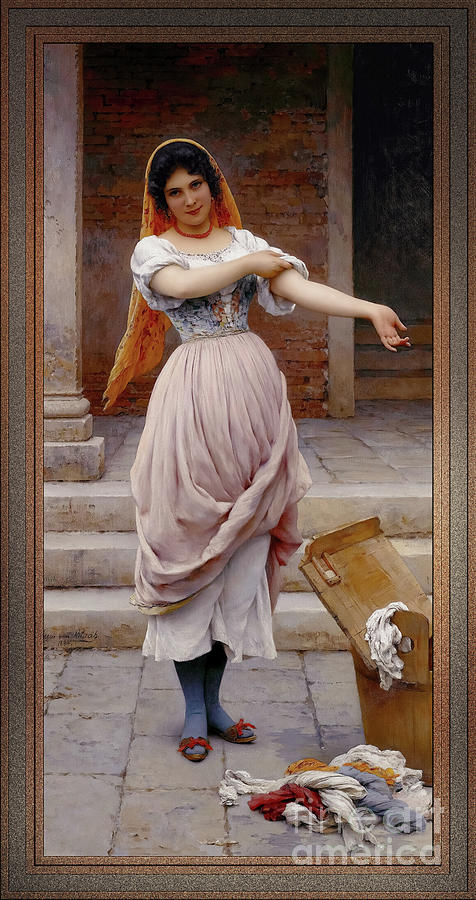 The Laundress by Eugen von Blaas Remastered Xzendor7 Classical Fine Art Reproductions Painting by Xzendor7