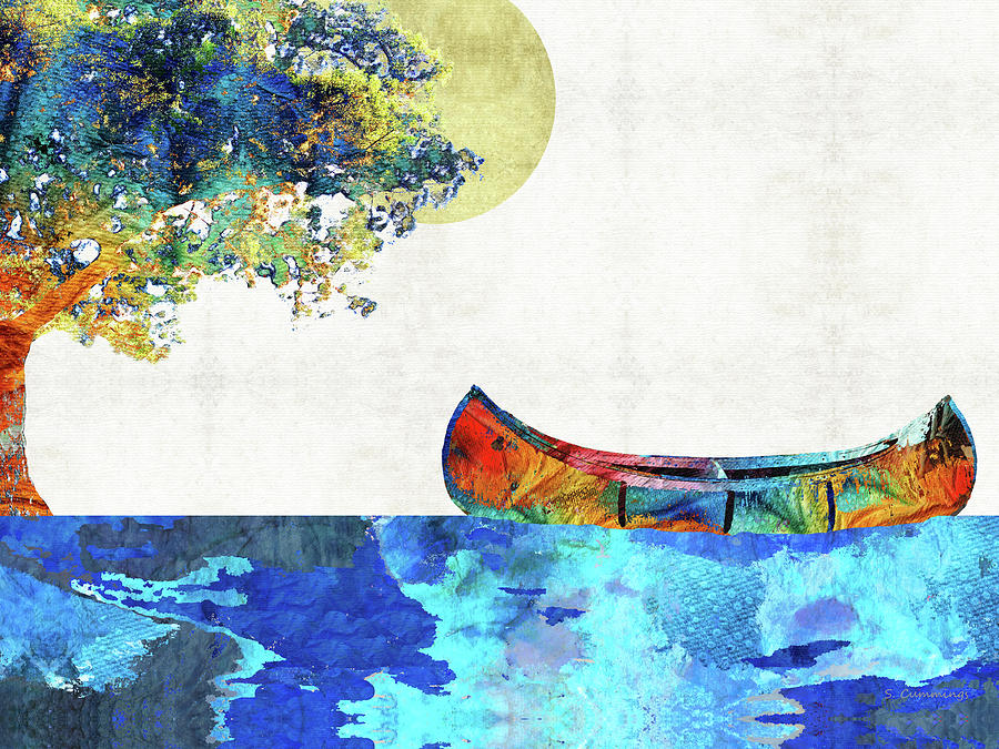 The Lazy River Canoe Art Painting by Sharon Cummings