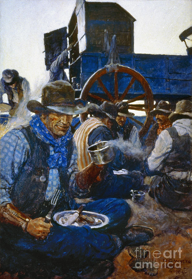 The Lee of the Grub-Wagon Painting by N C Wyeth