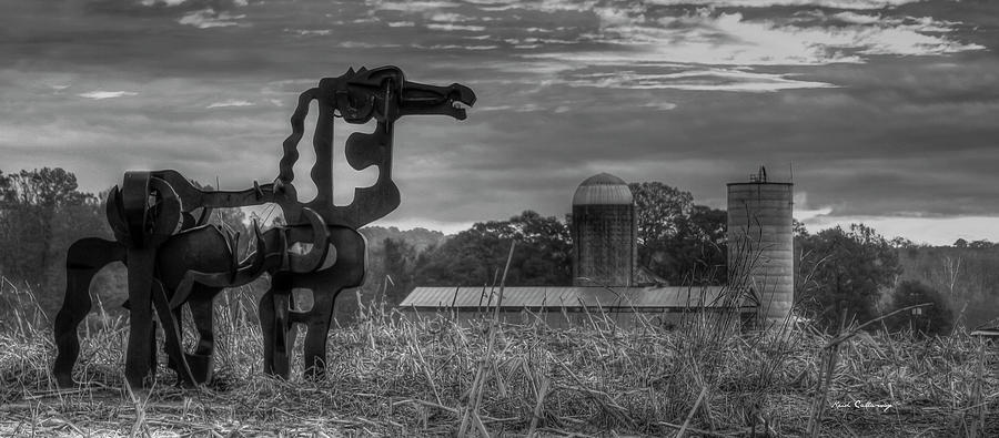 The Legend Lives On 2 B W The Iron Horse Corn Field Sunrise Georgia Agricultural Farming Art Photograph by Reid Callaway