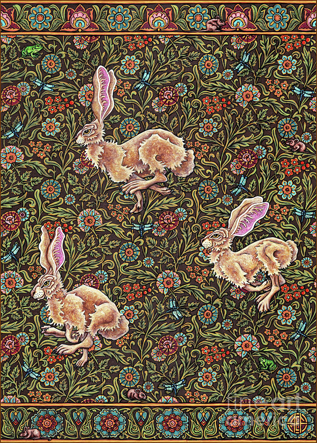 The Legend of Hare Terra. Illuminated Persian Inspired Tapestry. Meadow Escapade Painting by Amy E Fraser