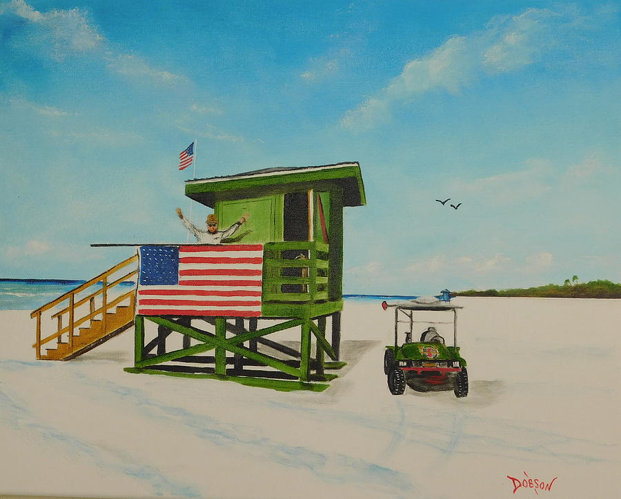 The Legend Scooter On Siesta Key Beach Painting by Lloyd Dobson