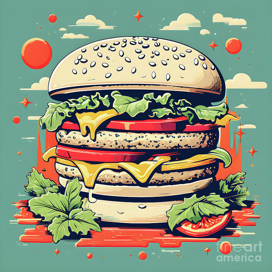 Cheese Digital Art - The legendary cheeseburger adventure by Sen Tinel