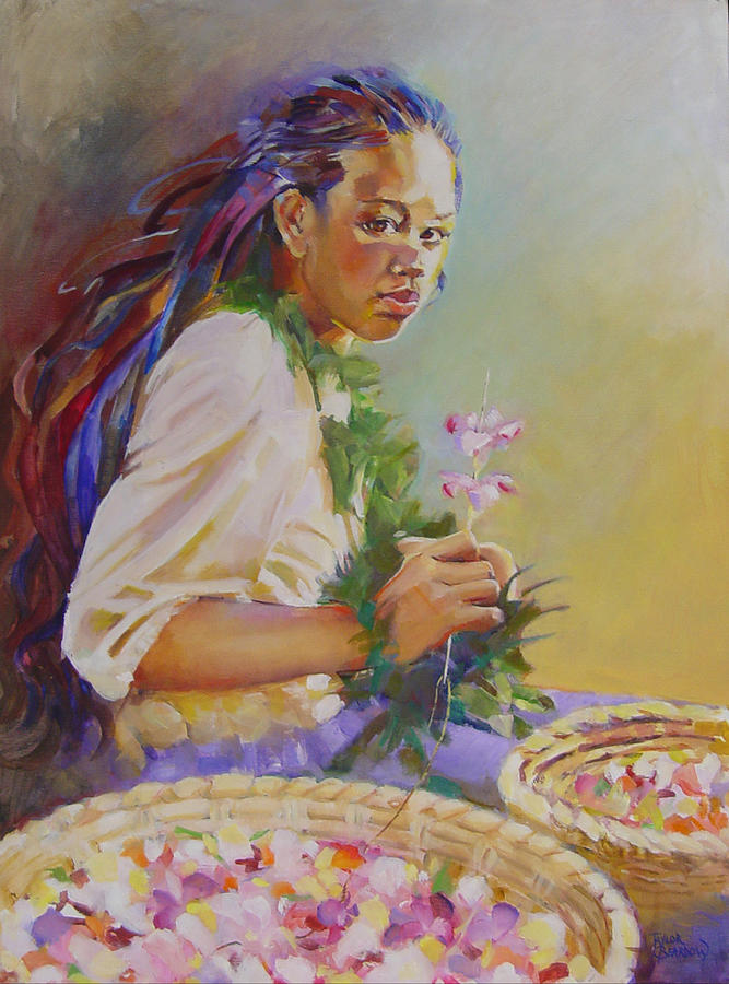 The Lei Maker Painting by Penny Taylor-Beardow