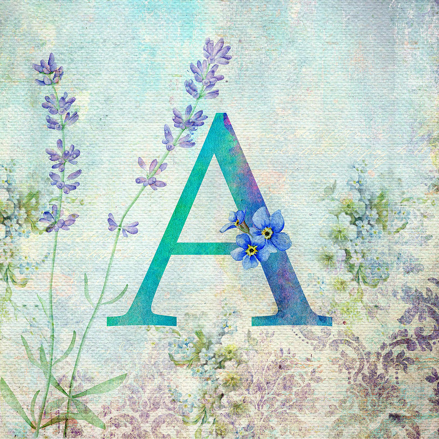 The Letter A - Alphabet Floral Digital Art by Peggy Collins