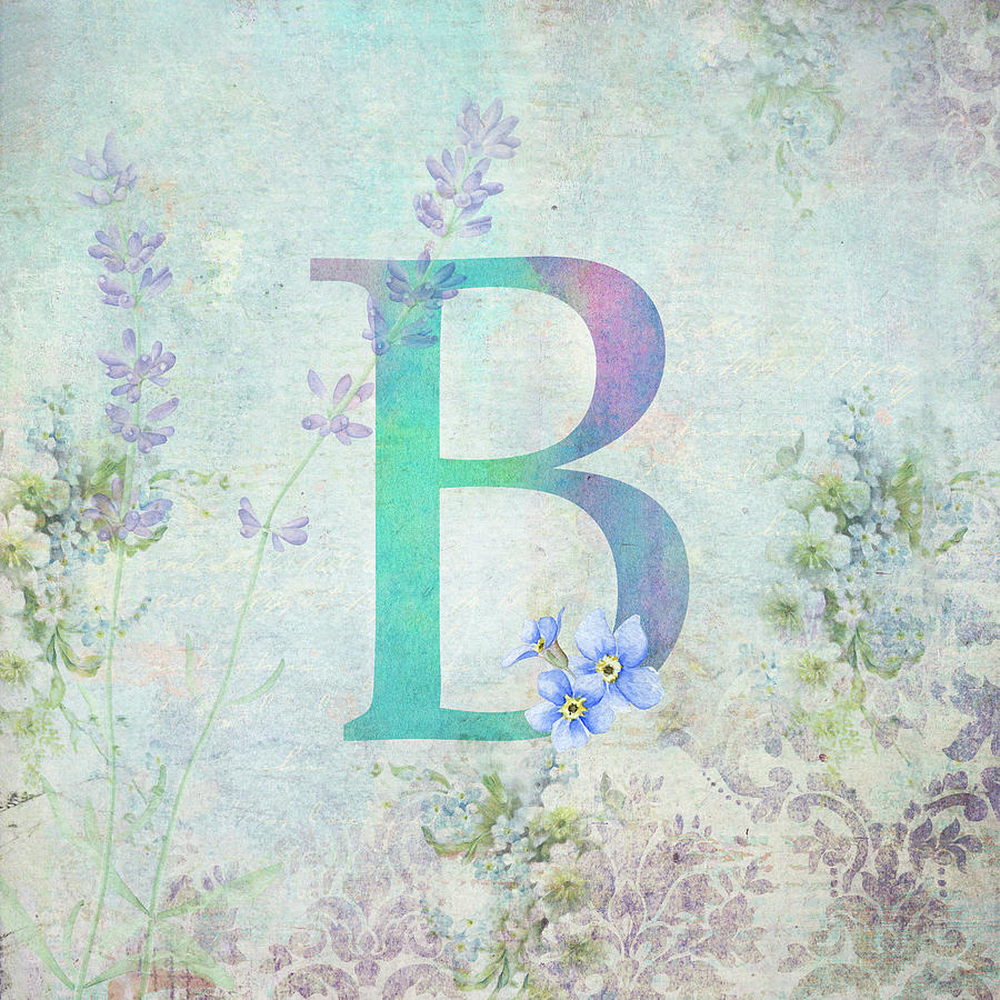 The Letter B - Alphabet Floral Digital Art by Peggy Collins