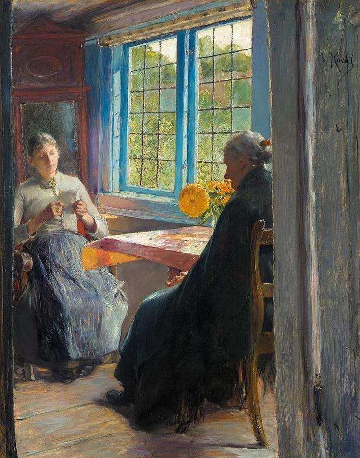 Kuehl Painting - The letter by Gotthardt Kuehl