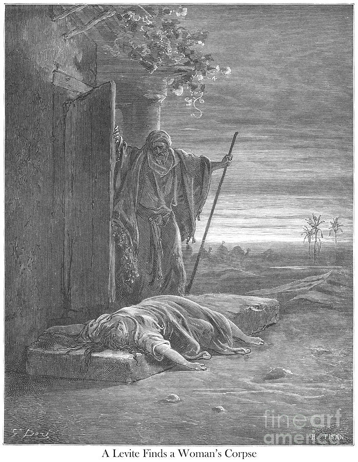 The Levite Finding the Corpse of his Woman by Gustave Dore v1 Drawing by Historic illustrations