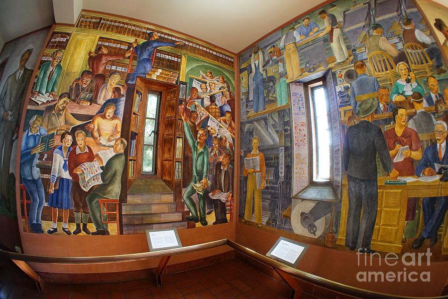 The Library and News-Gathering Photograph by Tony Enjoying the Historic Coit Tower Murals