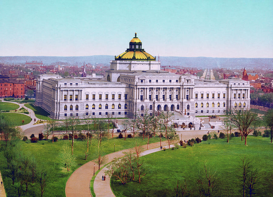 The Library of Congress - Washington DC - Circa 1902 Photochrom Photograph by War Is Hell Store
