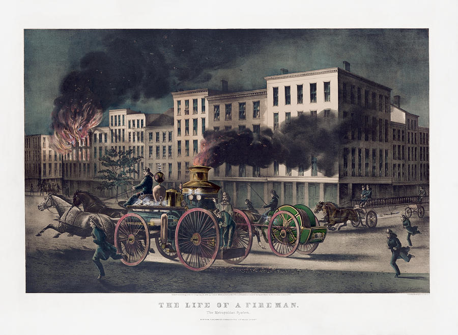 The Life Of A Fireman - The Metropolitan System - Circa 1866 Mixed Media by War Is Hell Store