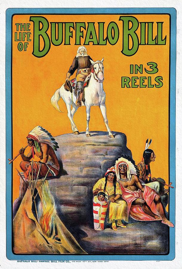 The Life of Buffalo Bill in 3 Reels 1912 Rare Poster Painting by Vincent Monozlay