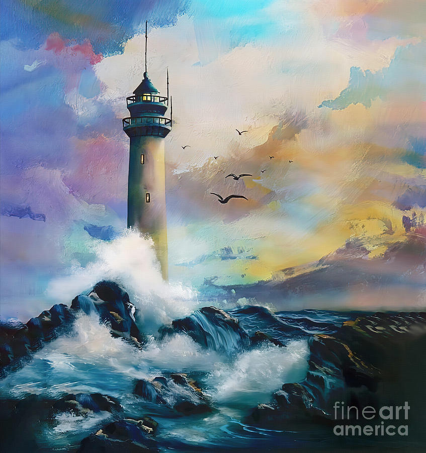 Lighthouse Painting - The Light House art 34 by Gull G