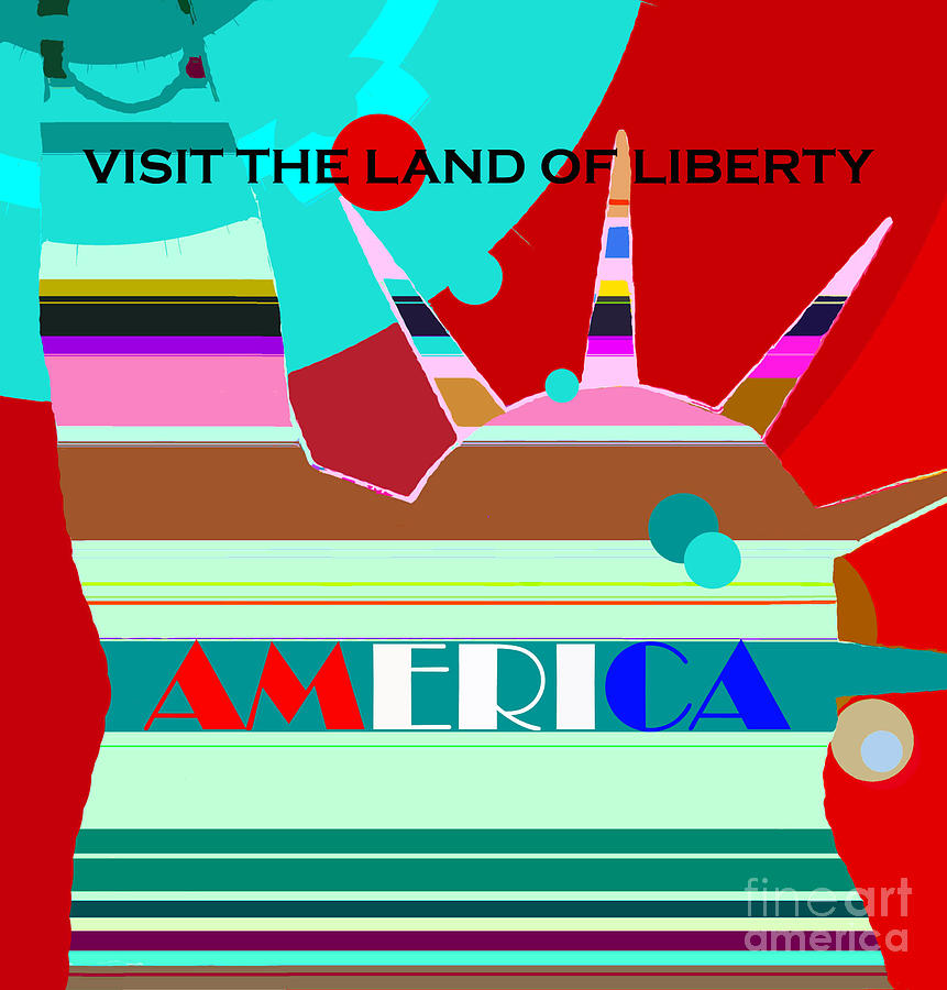 The light of Liberty travel poster Mixed Media by David Lee Thompson