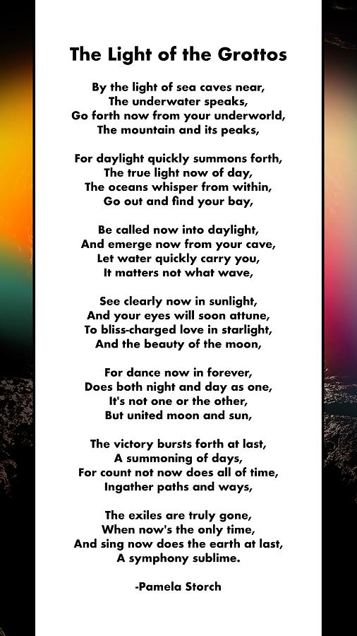 Poems Digital Art - The Light of the Grottos Poem by Pamela Storch
