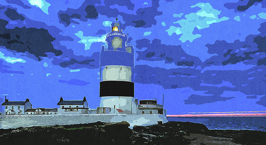 The Lighthouse At Dawn  , Vintage Travel Poster By Asar Studios Painting