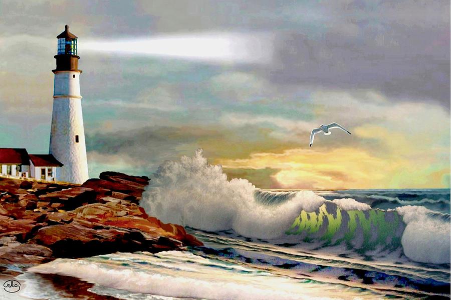 The Lighthouse at Portland Head Painting by Ron Chambers