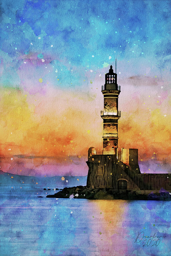 The Lighthouse of Chania Painting by Dreamframer Art - Fine Art