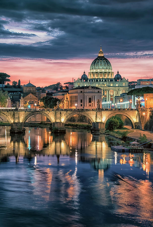Architecture Photograph - The Lights Of Rome by Manjik Pictures
