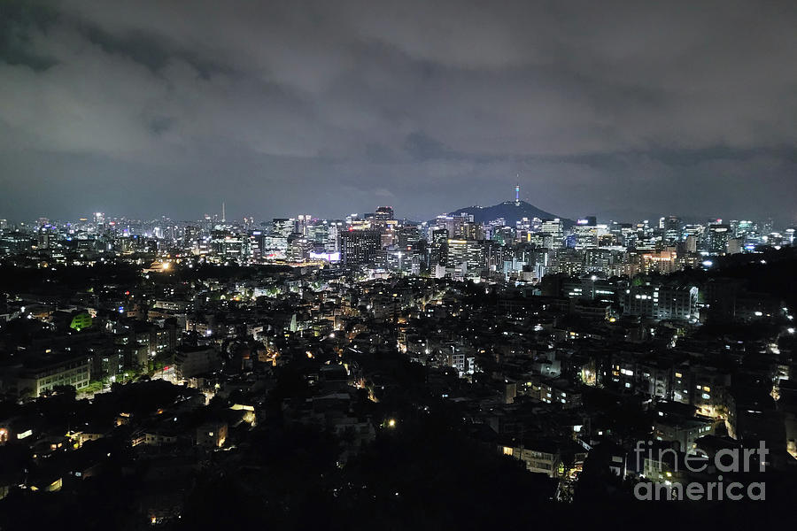 The lights of Seoul at night  Photograph by Delphimages Photo Creations
