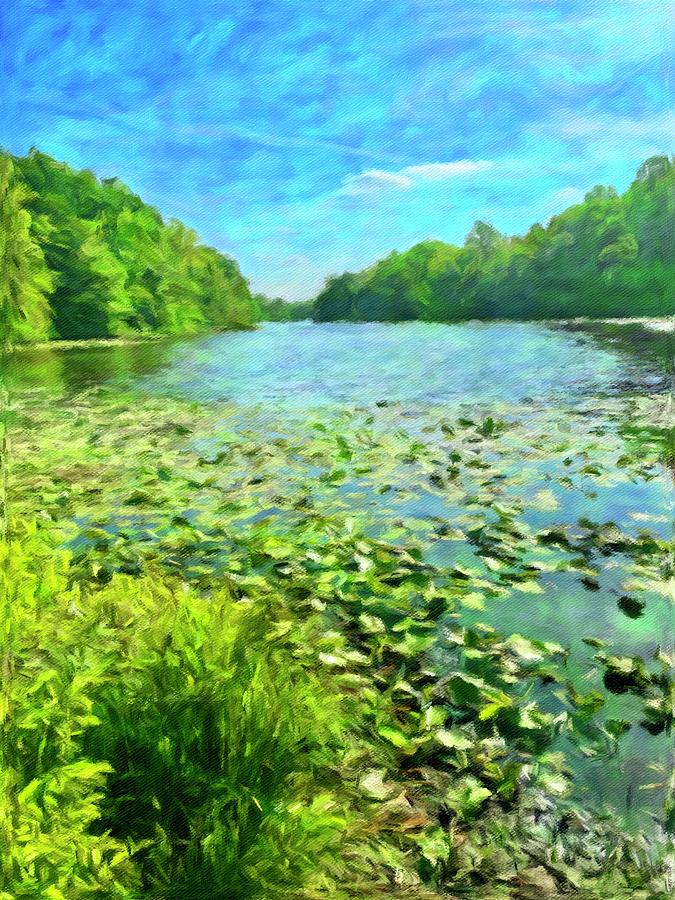 Tree Digital Art - The Lily Pad Pond by Pamela Storch