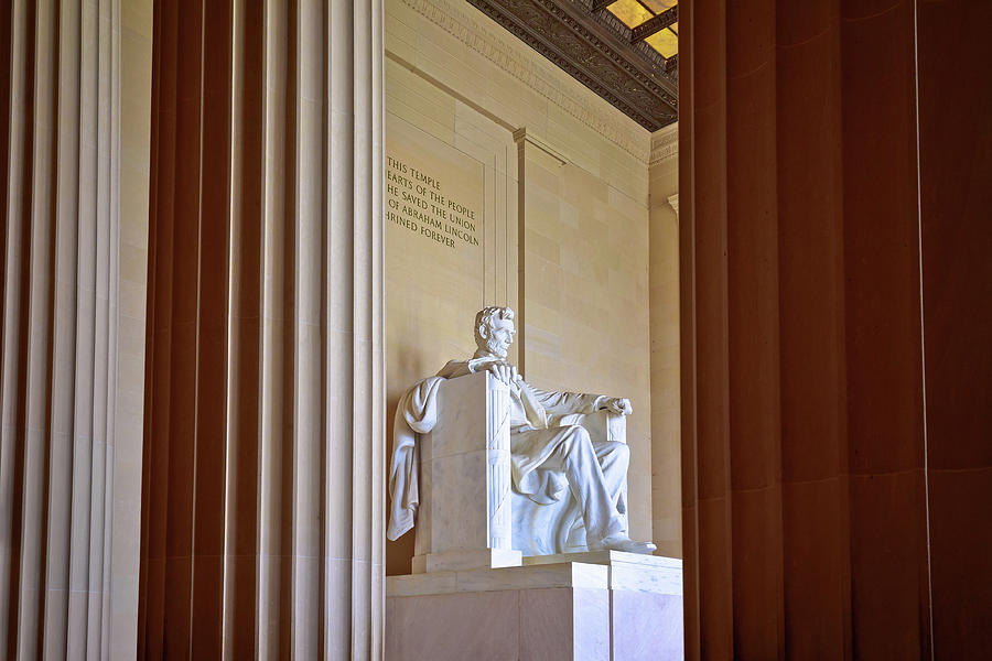 The Lincoln Memorial columns and 16th president Abraham Lincoln  Photograph by Brch Photography