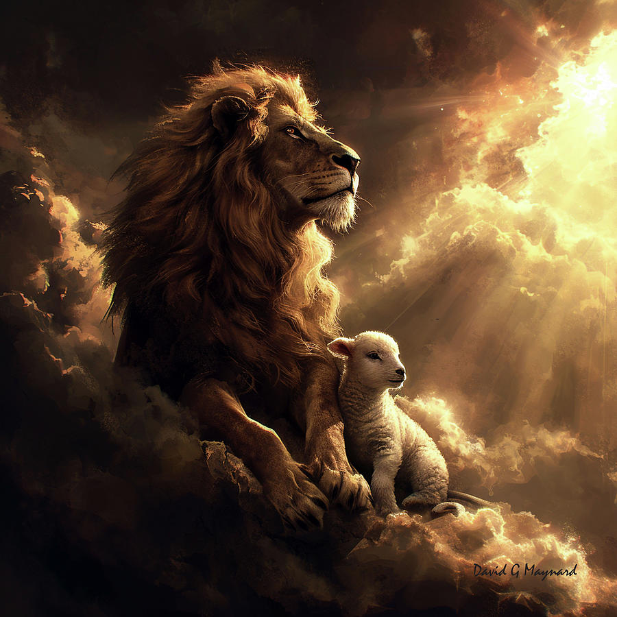 the Lion and the lamb Digital Art by David Maynard