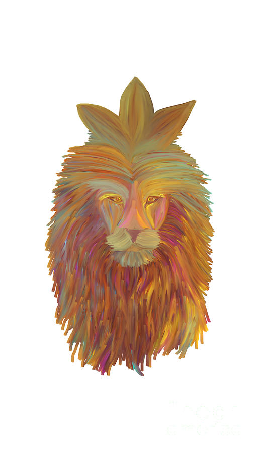 Animal Digital Art - The Lion head - oil painting Art Print by Satish Kumar