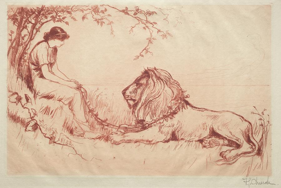 The Lion in Love 1883 Frederick Stuart Church Painting by MotionAge Designs