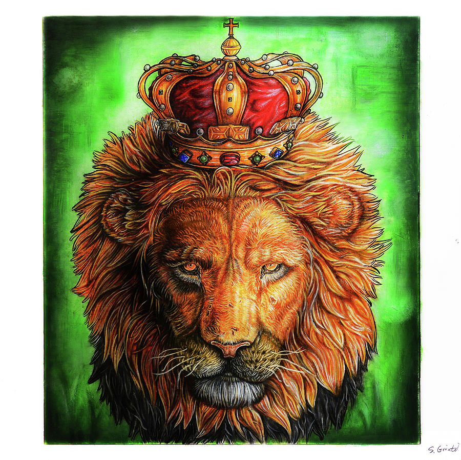 The Lion King Portrait - Acrylic painting Painting by Stephan Grixti