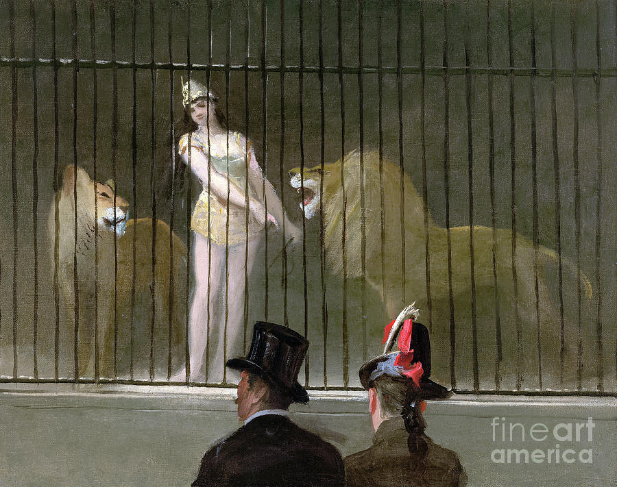 The Lion-Tamer - Circus Act - Jean-Louise Forain Painting by Sad Hill - Bizarre Los Angeles Archive