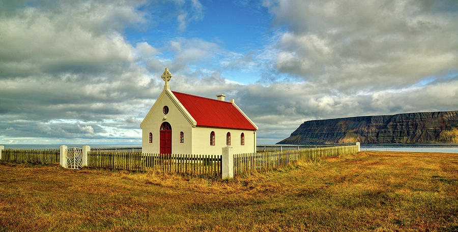 Mountain Photograph - The Little Church - Westfjords, Iceland by Barry Marsh