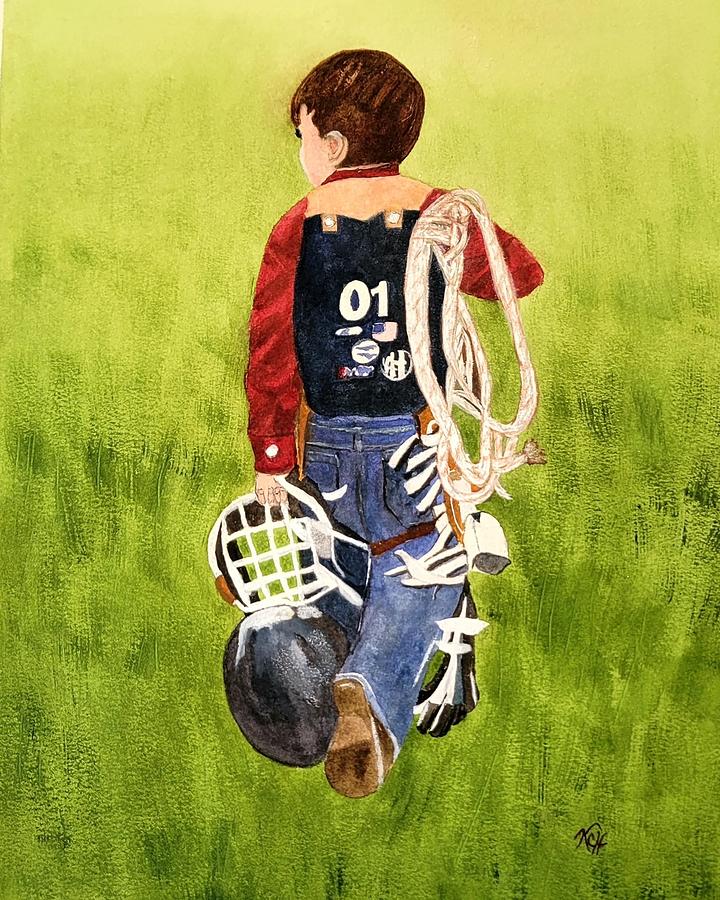 The Little Cowboy Painting by Shady Lane Studios-Karen Howard