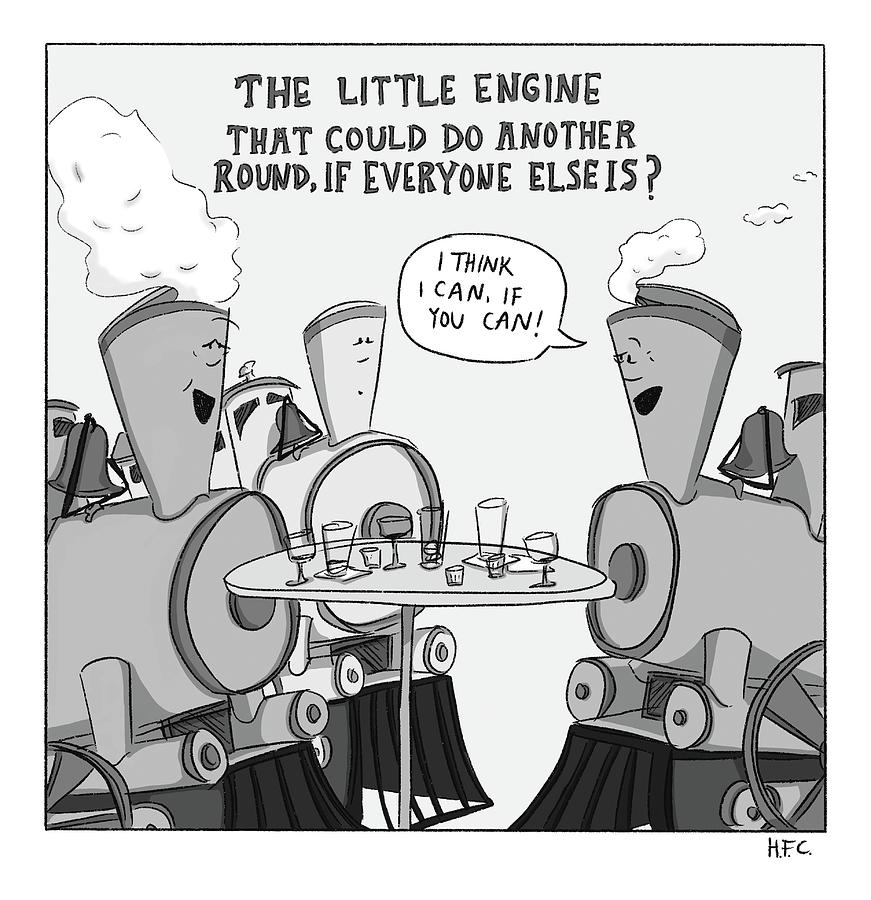 The Little Engine That Could Do Another Round Drawing by Hilary Fitzgerald Campbell